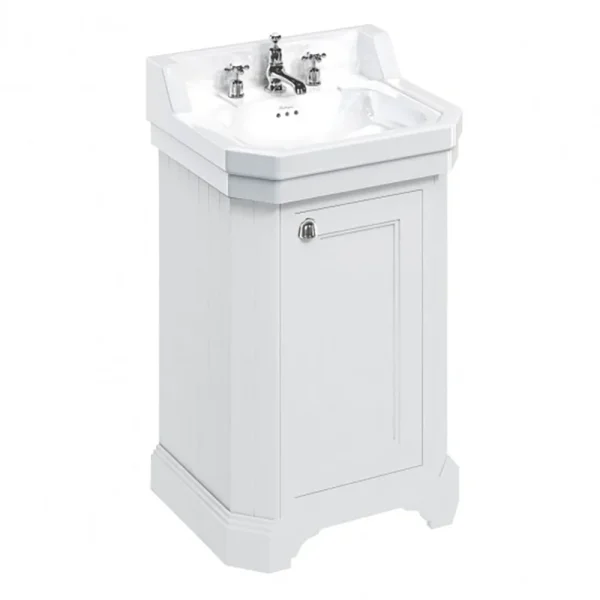 Burlington Edwardian 560mm Matt White Freestanding Cloakroom Vanity Unit & Basin