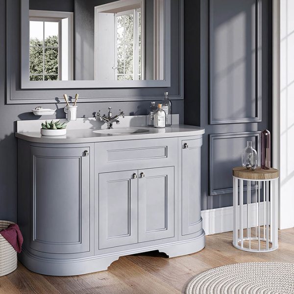 Burlington 134 4 Door Curved Vanity Unit & Minerva Worktop with Basin   Classic Grey - Image 2