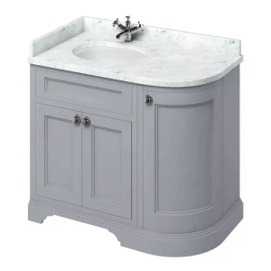 Burlington Floor Standing Corner Vanity Unit   Classic Grey   Left Hand 1000mm with Worktop