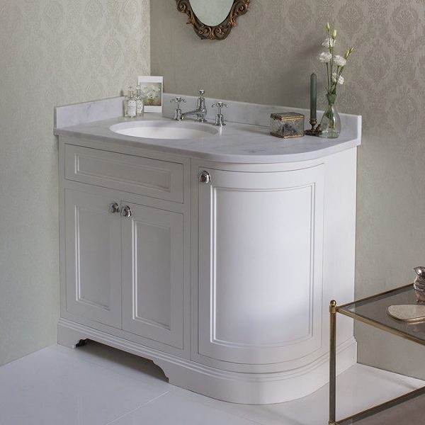 Burlington Freestanding Corner Vanity Unit   Matt White   Left Hand 1000mm with Worktop - Image 2