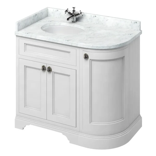 Burlington Freestanding Corner Vanity Unit   Matt White   Left Hand 1000mm with Worktop