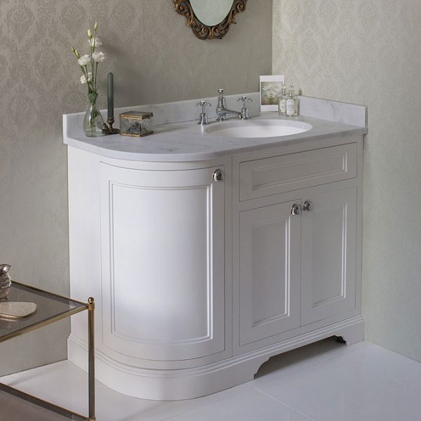 Burlington Floor Standing Corner Vanity Unit   Matt White   Right Hand 1000mm with Worktop - Image 2