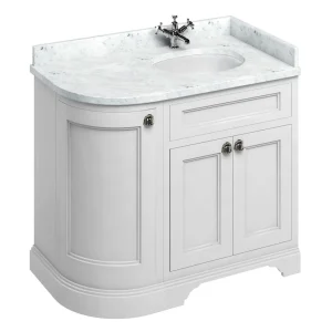 Burlington Floor Standing Corner Vanity Unit   Matt White   Right Hand 1000mm with Worktop
