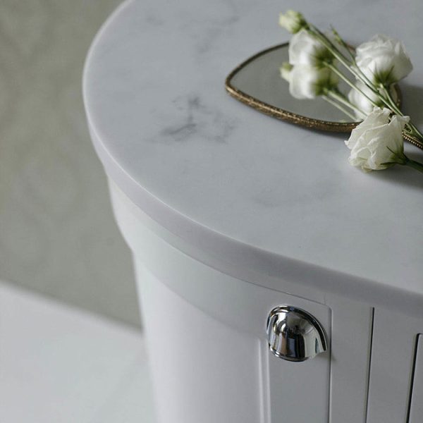 Burlington 134 2 Door/Drawer Curved Vanity Unit & Minerva Worktop with Basin   Classic Grey - Image 4