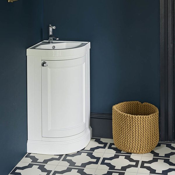 Burlington Floor Standing Corner Vanity Unit   Classic Grey   430mm Wide - Image 4