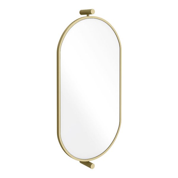 Foundry 910 x 500 Swivel Capsule Mirror Brushed Brass - Image 3