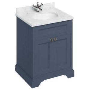 Burlington 65 2 Door Vanity Unit & Minerva Carrara White Worktop with Basin   Blue