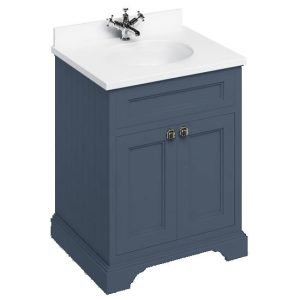 Burlington 65 2 Door Vanity Unit & Minerva White Worktop with Basin   Blue
