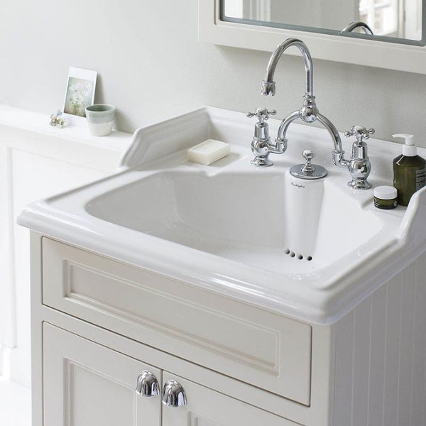 Burlington 65 2 Door Vanity Unit & Classic Invisible Overflow/Waste Basin (Classic Grey   2 Tap Hole) - Image 4