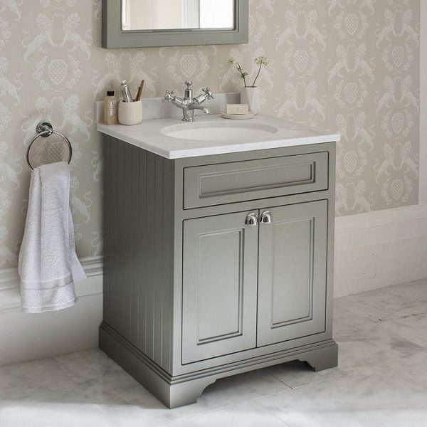 Burlington 65 2 Door Vanity Unit & Minerva Worktop with Basin   Classic Grey - Image 4