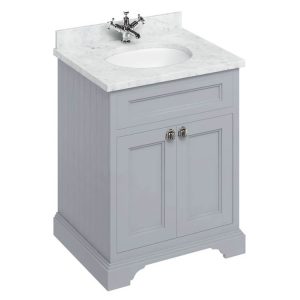 Burlington 65 2 Door Vanity Unit & Minerva Worktop with Basin   Classic Grey