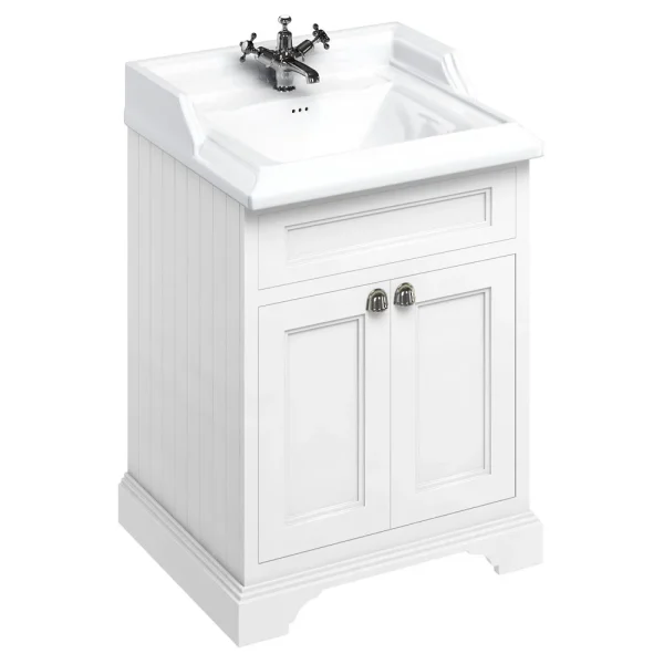 Burlington 65 2 Door Vanity Unit & Classic Basin   Matt White