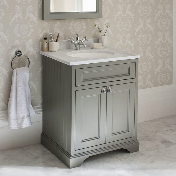Burlington 65 2 Door Vanity Unit & Minerva Worktop with Basin   Matt White - Image 4