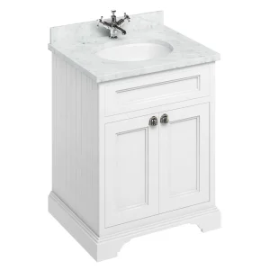 Burlington 65 2 Door Vanity Unit & Minerva Worktop with Basin   Matt White