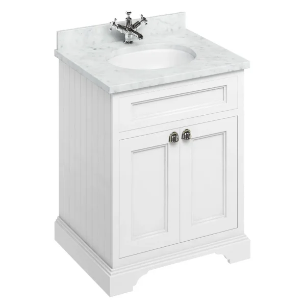 Burlington 65 2 Door Vanity Unit & Minerva Worktop with Basin   Matt White