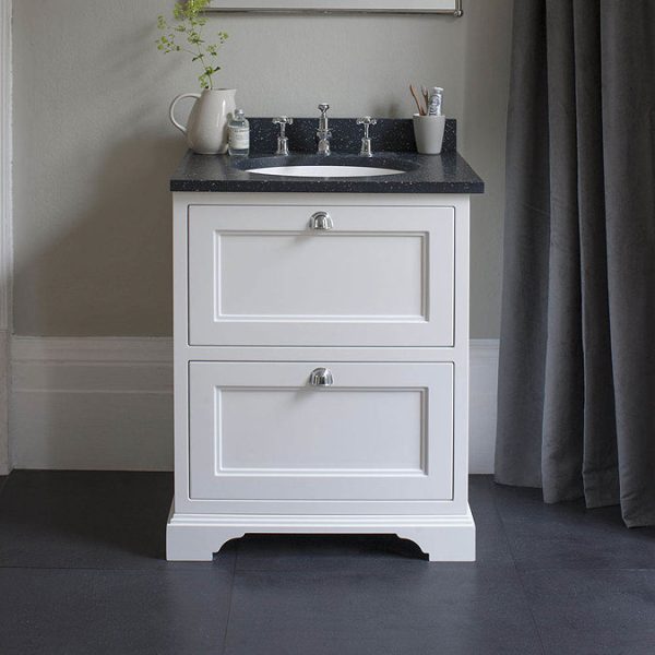 Burlington 65 2 Drawer Vanity Unit & Minerva Worktop with Basin   Classic Grey - Image 2