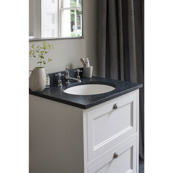 Burlington 65 2 Drawer Vanity Unit & Minerva Worktop with Basin   Matt White - Image 4
