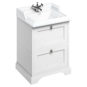 Burlington 65 2 Drawer Vanity Unit & Classic Basin   Matt White