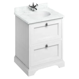 Burlington 65 2 Drawer Vanity Unit & Minerva Worktop with Basin   Matt White