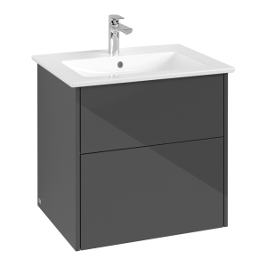 Villeroy and Boch Finero Glossy Grey 650mm Wall Hung 2 Drawer Vanity Unit