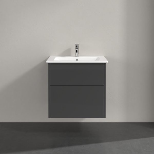 Villeroy and Boch Finero Glossy Grey 650mm Wall Hung 2 Drawer Vanity Unit - Image 4