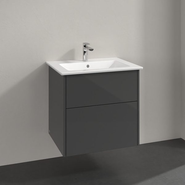 Villeroy and Boch Finero Glossy Grey 650mm Wall Hung 2 Drawer Vanity Unit - Image 5