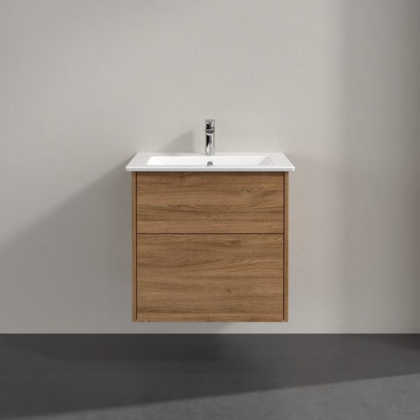 Villeroy and Boch Finero Oak Kansas 650mm Wall Hung 2 Drawer Vanity Unit - Image 4