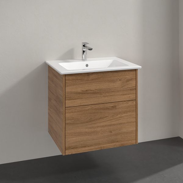 Villeroy and Boch Finero Oak Kansas 650mm Wall Hung 2 Drawer Vanity Unit - Image 5