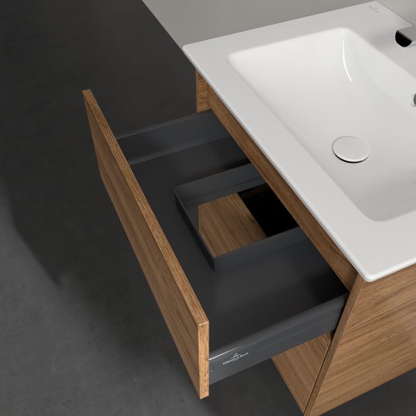Villeroy and Boch Finero Oak Kansas 650mm Wall Hung 2 Drawer Vanity Unit - Image 6