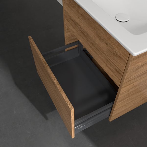 Villeroy and Boch Finero Oak Kansas 650mm Wall Hung 2 Drawer Vanity Unit - Image 7
