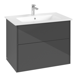 Villeroy and Boch Finero Glossy Grey 800mm Wall Hung 2 Drawer Vanity Unit