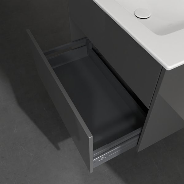 Villeroy and Boch Finero Glossy Grey 800mm Wall Hung 2 Drawer Vanity Unit - Image 7