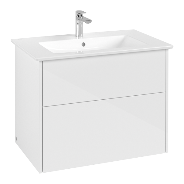 Villeroy and Boch Finero Glossy White 800mm Wall Hung 2 Drawer Vanity Unit