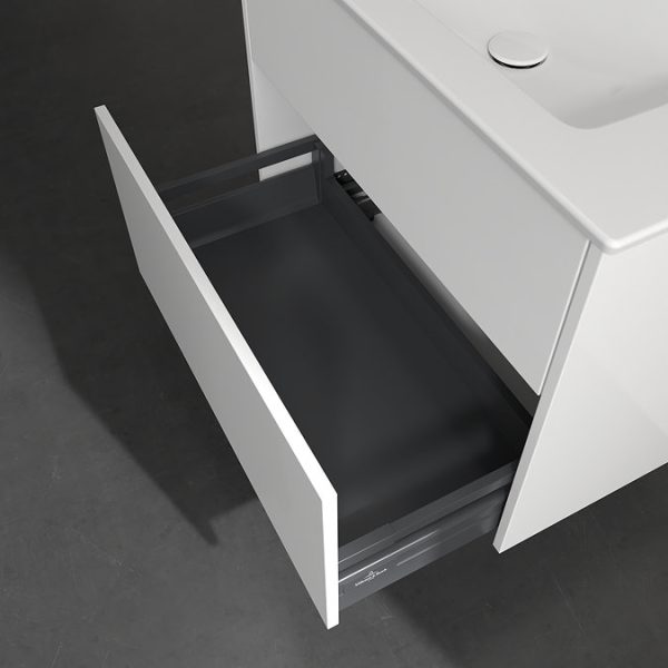 Villeroy and Boch Finero Glossy White 800mm Wall Hung 2 Drawer Vanity Unit - Image 7