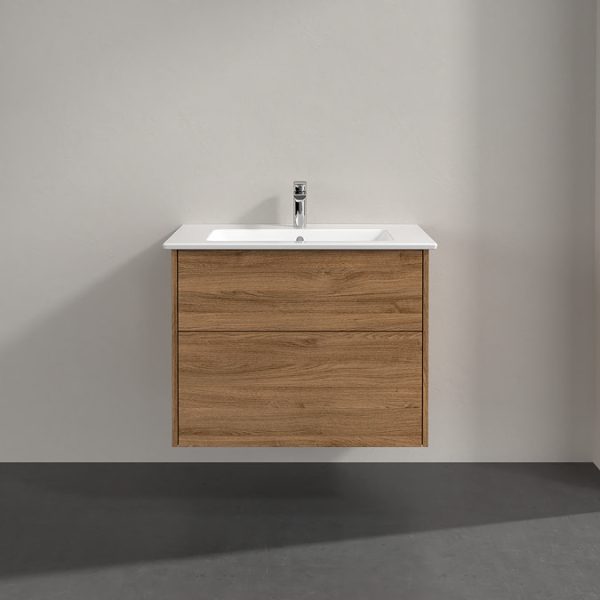 Villeroy and Boch Finero Oak Kansas 800mm Wall Hung 2 Drawer Vanity Unit - Image 4