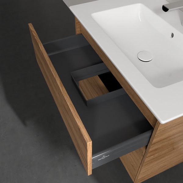 Villeroy and Boch Finero Oak Kansas 800mm Wall Hung 2 Drawer Vanity Unit - Image 6