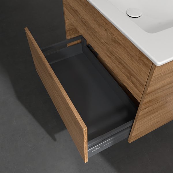 Villeroy and Boch Finero Oak Kansas 800mm Wall Hung 2 Drawer Vanity Unit - Image 7