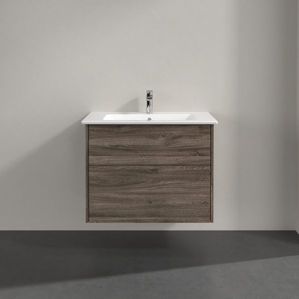 Villeroy and Boch Finero Stone Oak 800mm Wall Hung 2 Drawer Vanity Unit - Image 4