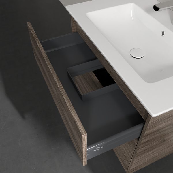 Villeroy and Boch Finero Stone Oak 800mm Wall Hung 2 Drawer Vanity Unit - Image 6