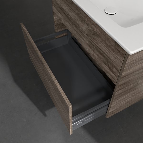 Villeroy and Boch Finero Stone Oak 800mm Wall Hung 2 Drawer Vanity Unit - Image 7