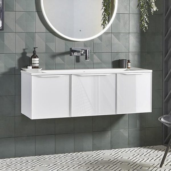 Roper Rhodes Frame 1200mm Wall Mounted Vanity Unit & Isocast Basin   Gloss White