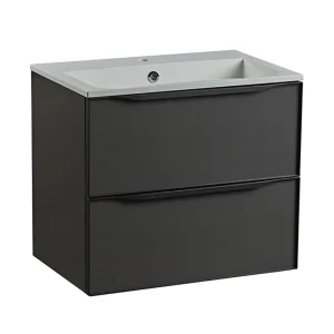 Roper Rhodes Frame 600mm Wall Mounted Vanity Unit & Isocast Basin   Gloss Dark Clay