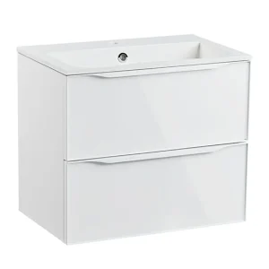 Roper Rhodes Frame 600mm Wall Mounted Vanity Unit & Isocast Basin   Gloss White