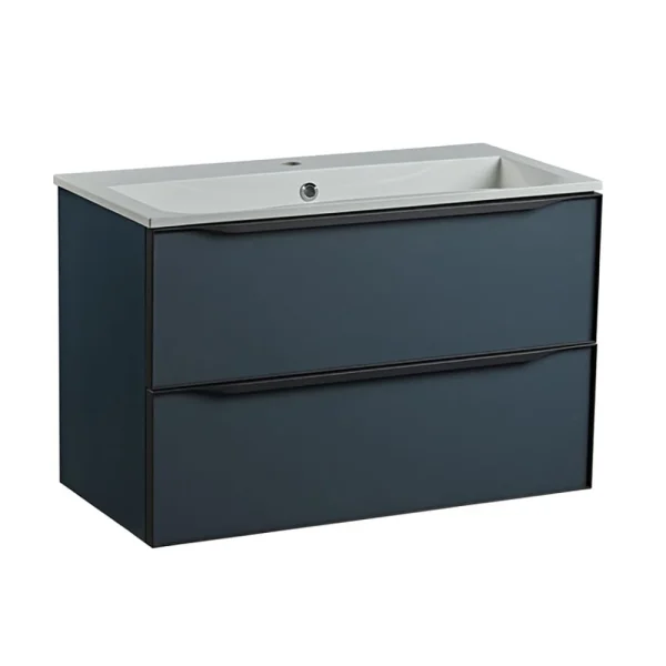 Roper Rhodes Frame 800mm Wall Mounted Vanity Unit & Isocast Basin   Derwent Blue