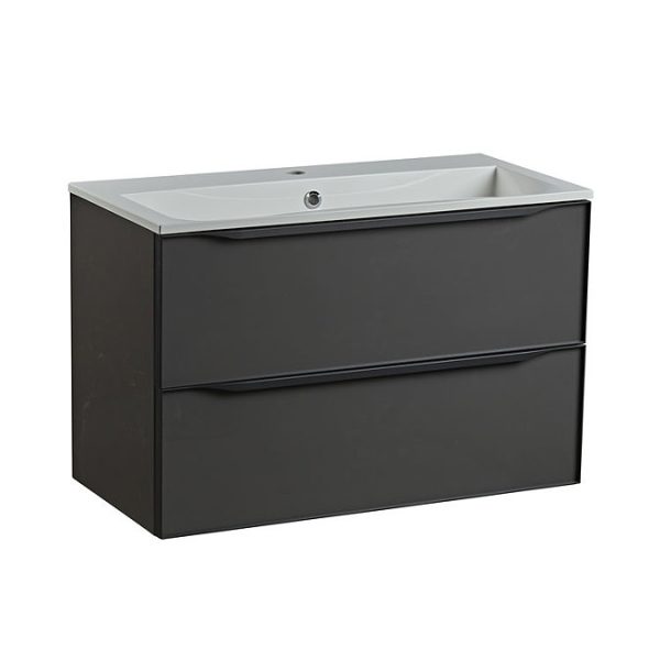 Roper Rhodes Frame 800mm Wall Mounted Vanity Unit & Isocast Basin   Gloss Dark Clay - Image 2