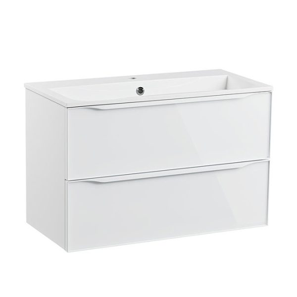 Roper Rhodes Frame 800mm Wall Mounted Vanity Unit & Isocast Basin   Gloss White - Image 2