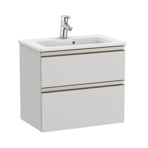 Roca The Gap Compact Matt Arctic Grey 600mm Wall Hung 2 Drawer Vanity Unit
