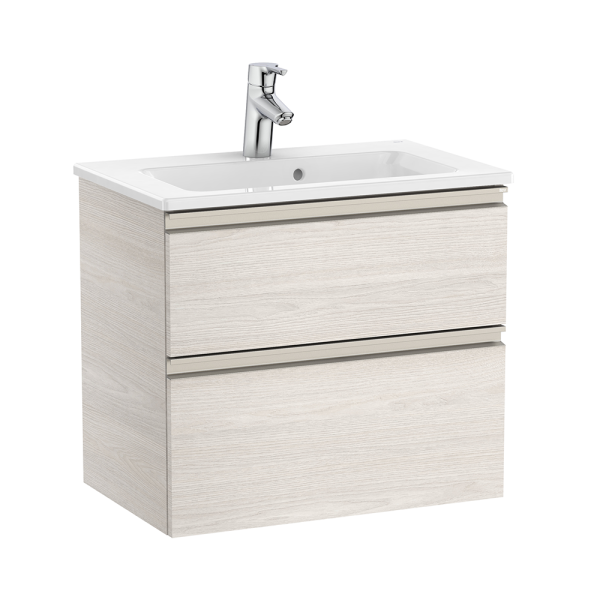 Roca The Gap Compact Nordic Ash 600mm Wall Hung 2 Drawer Vanity Unit