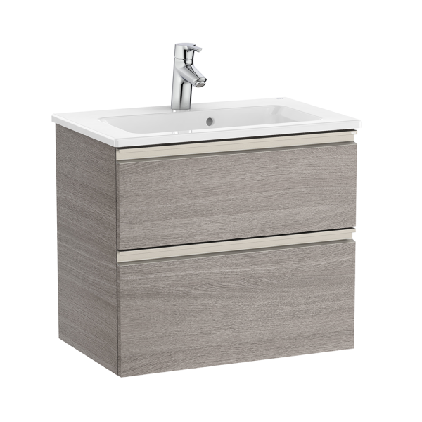 Roca The Gap Compact City Oak 600mm Wall Hung 2 Drawer Vanity Unit