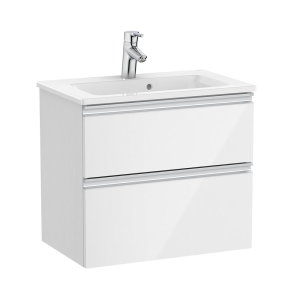 Roca The Gap Compact Gloss White 600mm Wall Hung 2 Drawer Vanity Unit